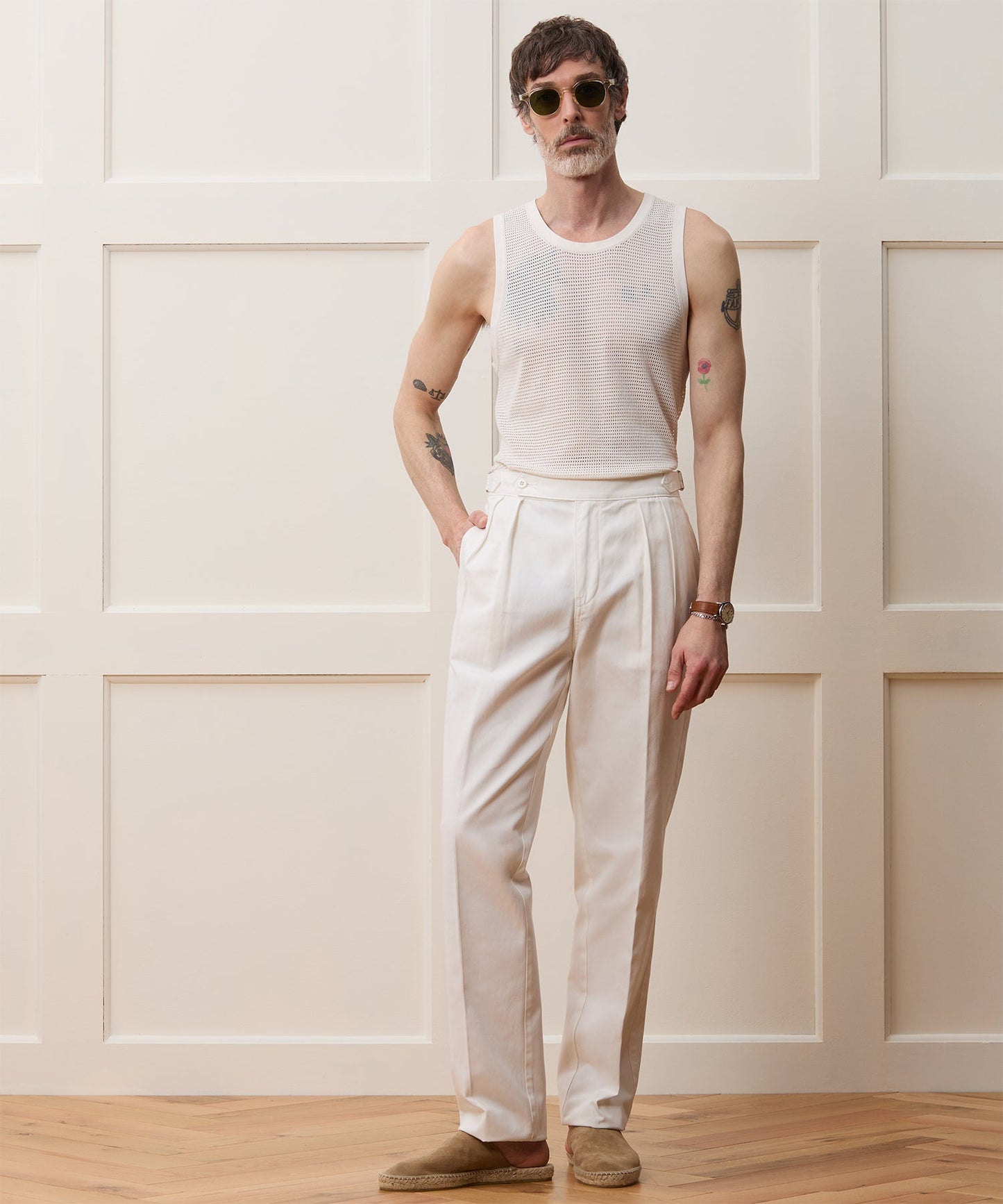 Todd Snyder Luxe Mesh Tank in Bisque Bisque