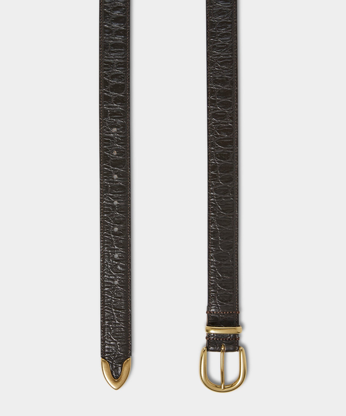 Todd Snyder Italian Crocodile Embossed Leather Belt Brown