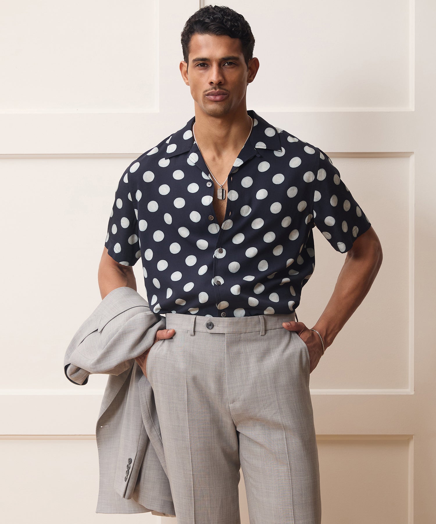 Todd Snyder Polka Dot Capri Shirt in Navy Navy