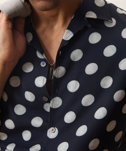 Todd Snyder Polka Dot Capri Shirt in Navy Navy