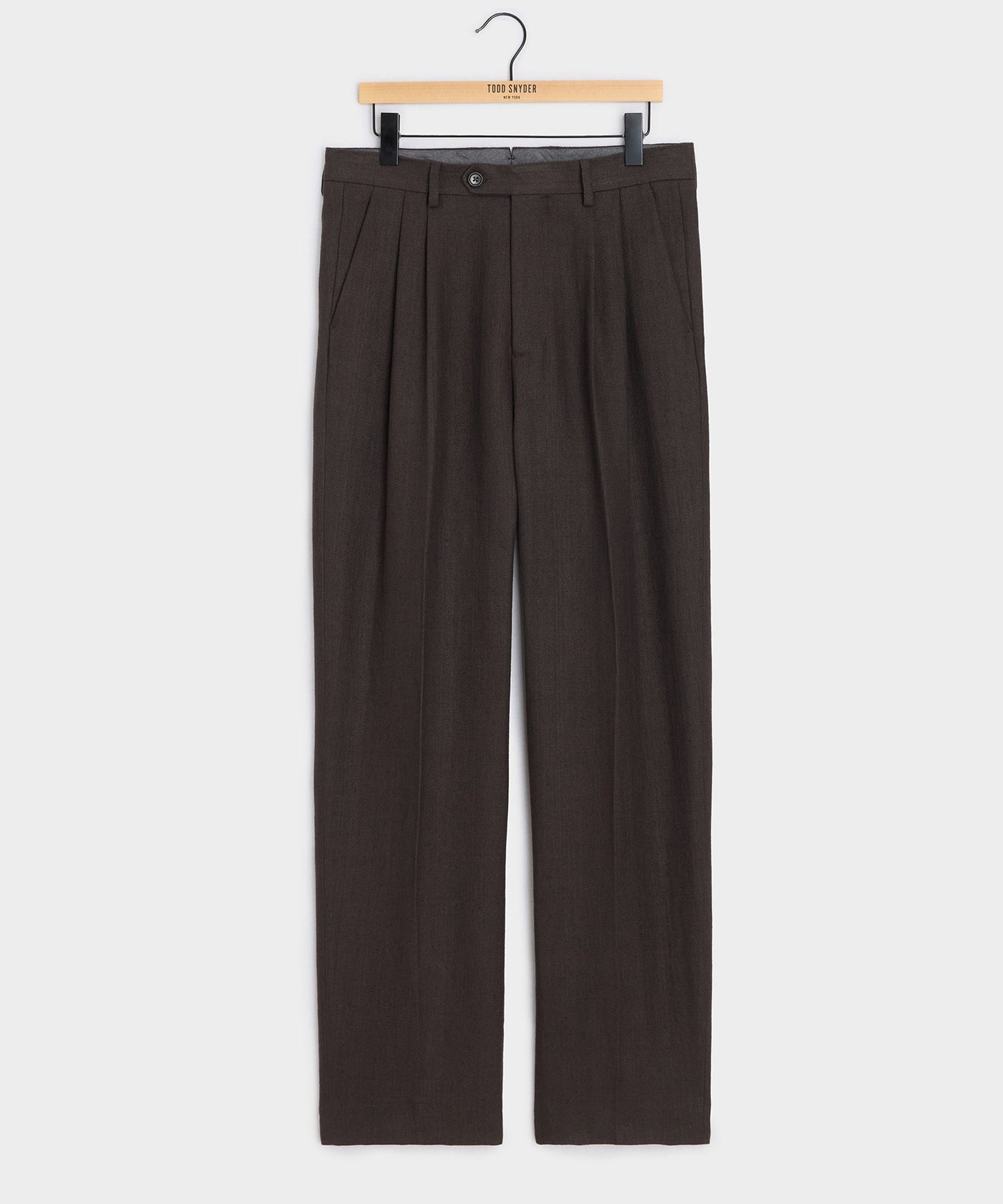 Todd Snyder Italian Linen Wythe Trouser in Caviar Herringbone Caviar