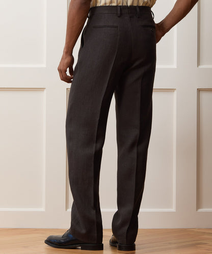 Todd Snyder Italian Linen Wythe Trouser in Caviar Herringbone Caviar