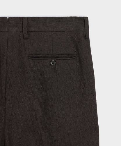 Todd Snyder Italian Linen Wythe Trouser in Caviar Herringbone Caviar