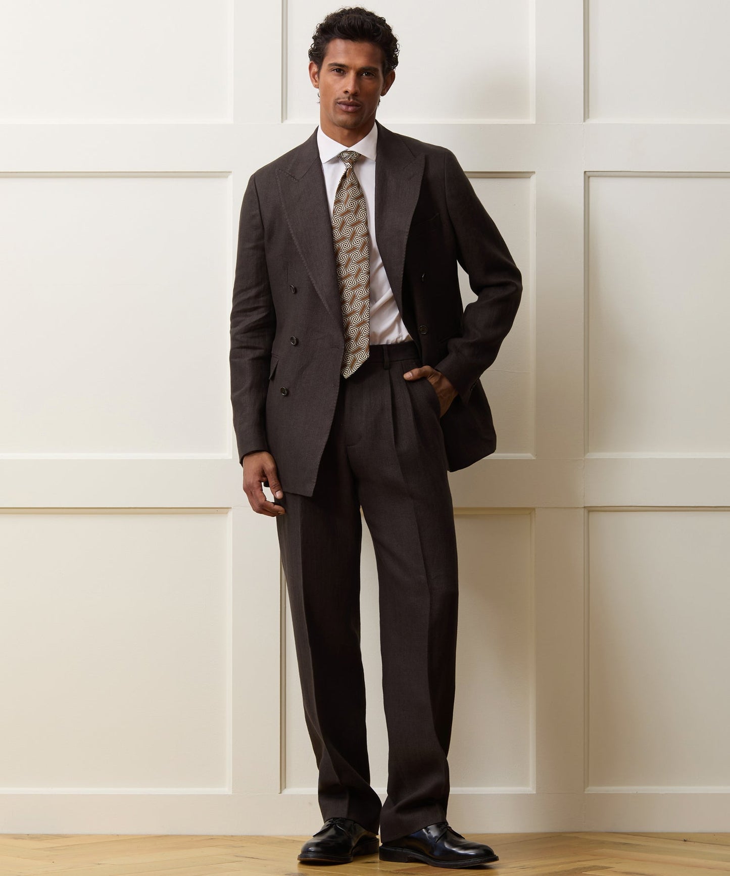 Todd Snyder Italian Herringbone Linen Wythe Jacket in Caviar Caviar