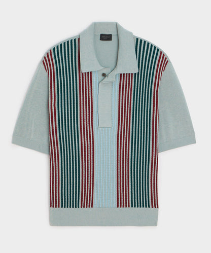 Todd Snyder Santiago Sweater Polo in Airway Stripe Airway