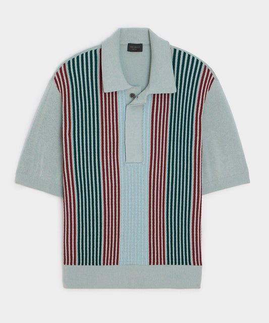 Todd Snyder Santiago Sweater Polo in Airway Stripe Airway