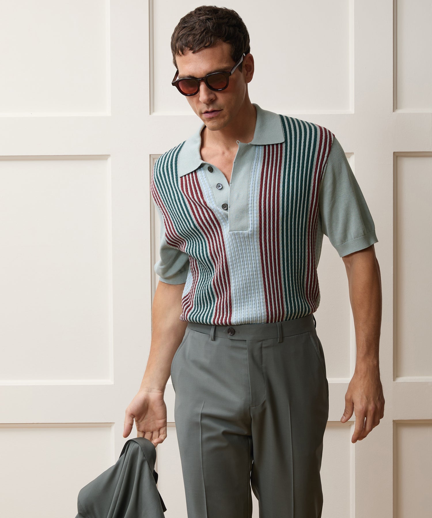 Todd Snyder Santiago Sweater Polo in Airway Stripe Airway