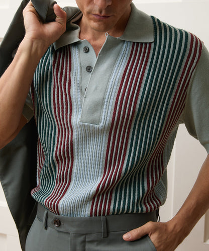 Todd Snyder Santiago Sweater Polo in Airway Stripe Airway