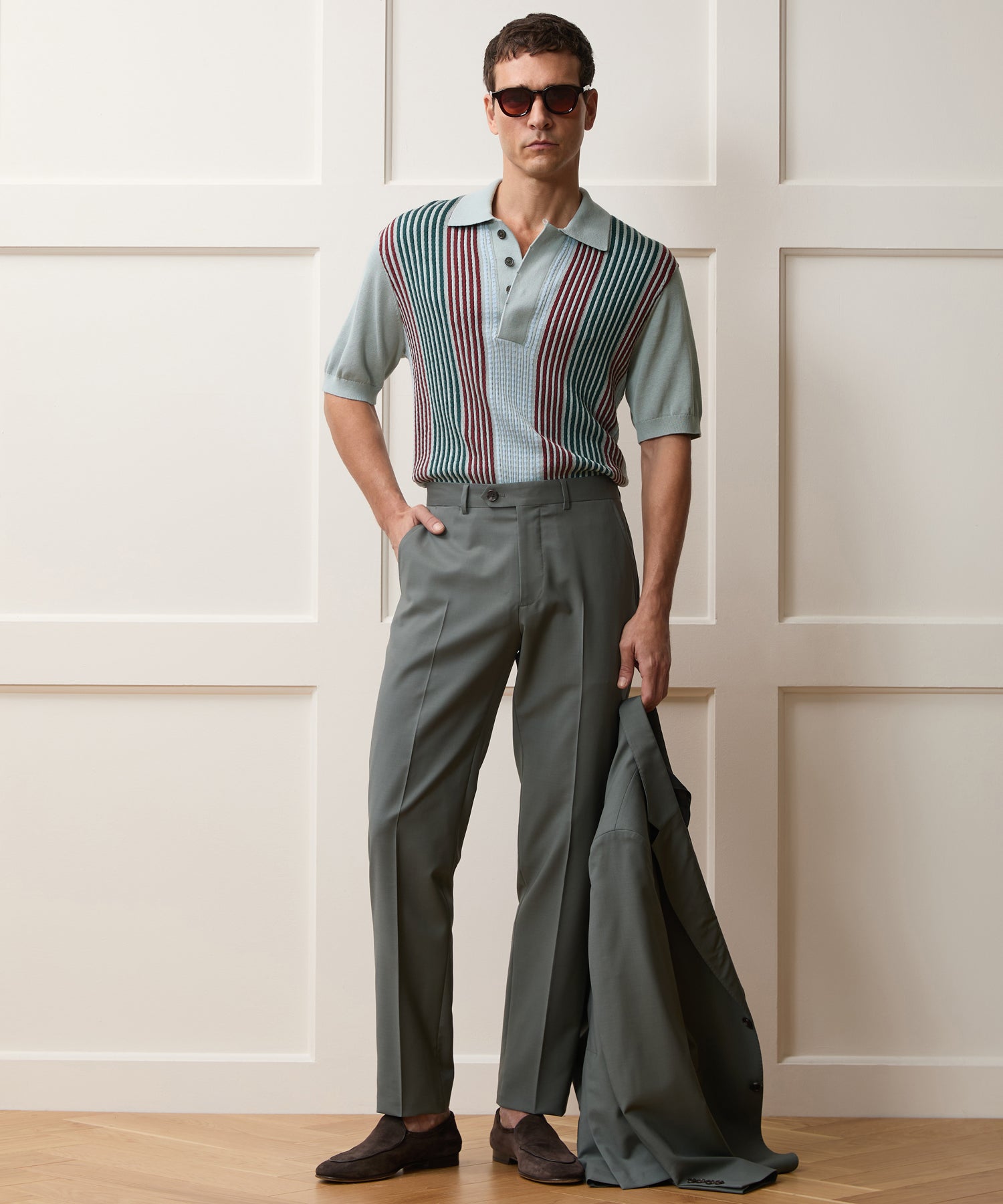 Todd Snyder Santiago Sweater Polo in Airway Stripe Airway