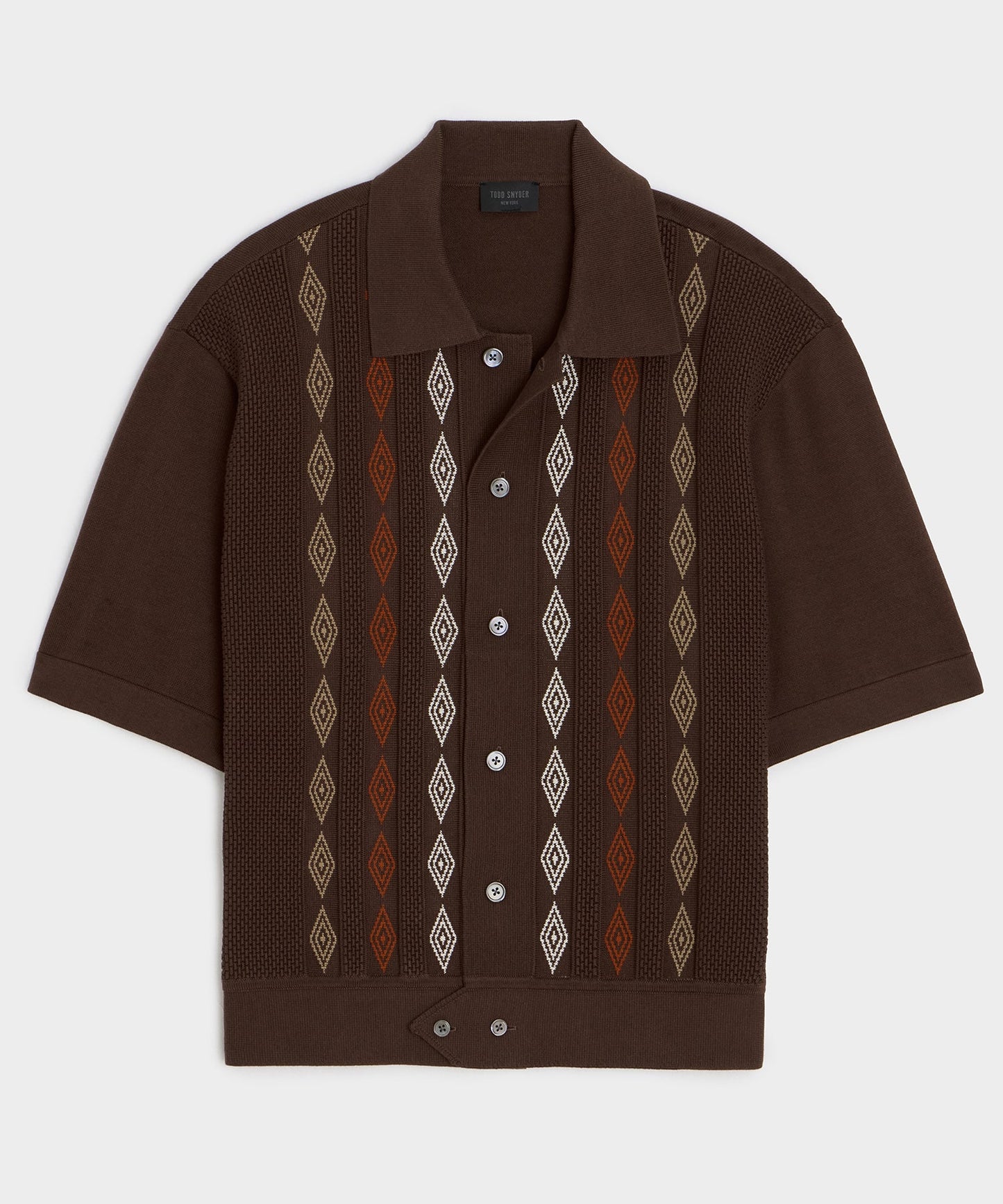 Todd Snyder Palmetto Sweater Polo in Umber Diamond Umber