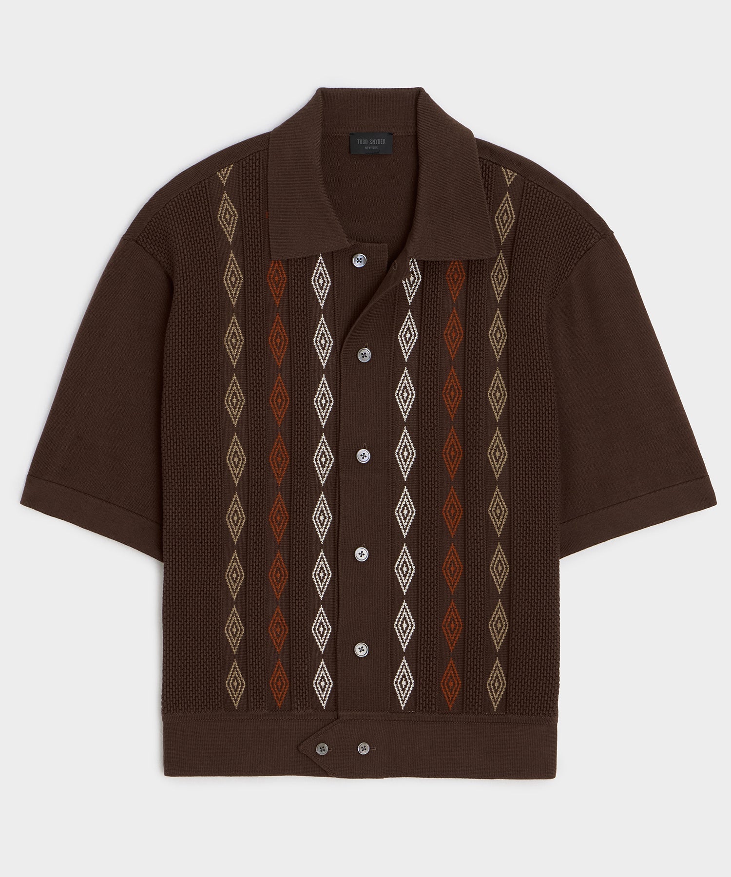 Todd Snyder Palmetto Sweater Polo in Umber Diamond Umber