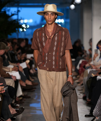 Todd Snyder Palmetto Sweater Polo in Umber Diamond Umber