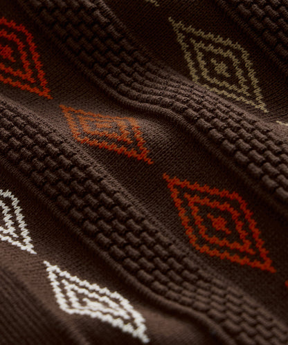 Todd Snyder Palmetto Sweater Polo in Umber Diamond Umber