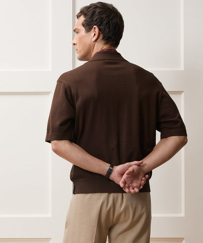 Todd Snyder Palmetto Sweater Polo in Umber Diamond Umber