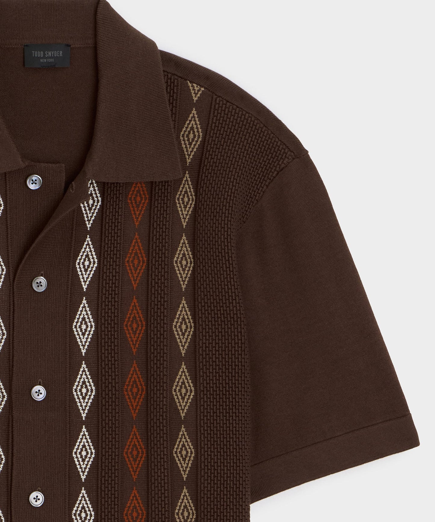 Todd Snyder Palmetto Sweater Polo in Umber Diamond Umber