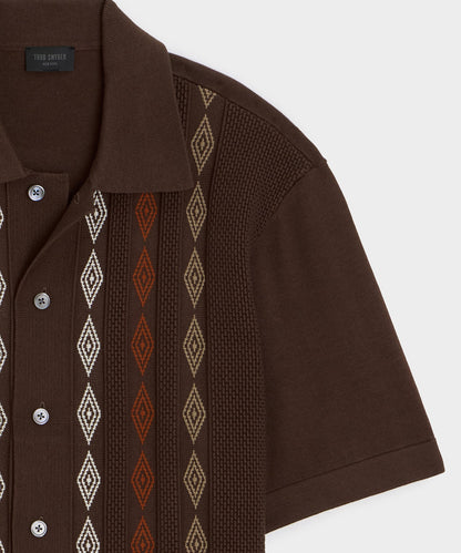 Todd Snyder Palmetto Sweater Polo in Umber Diamond Umber