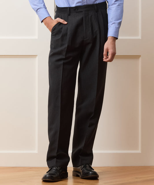 Todd Snyder Italian Striped Linen Wythe Trouser in Black Stripe Black
