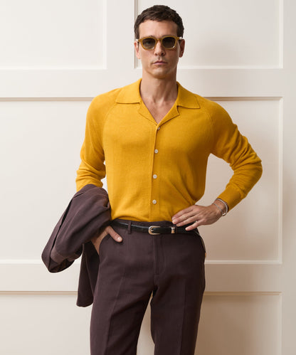 Todd Snyder Amalfi Sweater Polo in Bergamot Rind Bergamot Rind