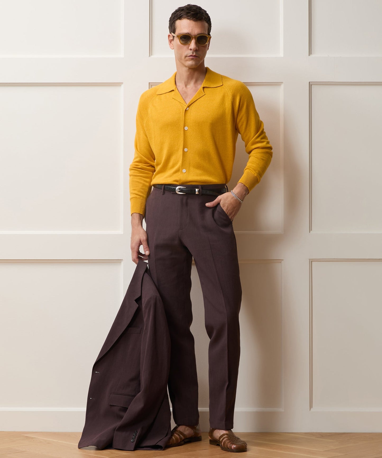 Todd Snyder Amalfi Sweater Polo in Bergamot Rind Bergamot Rind
