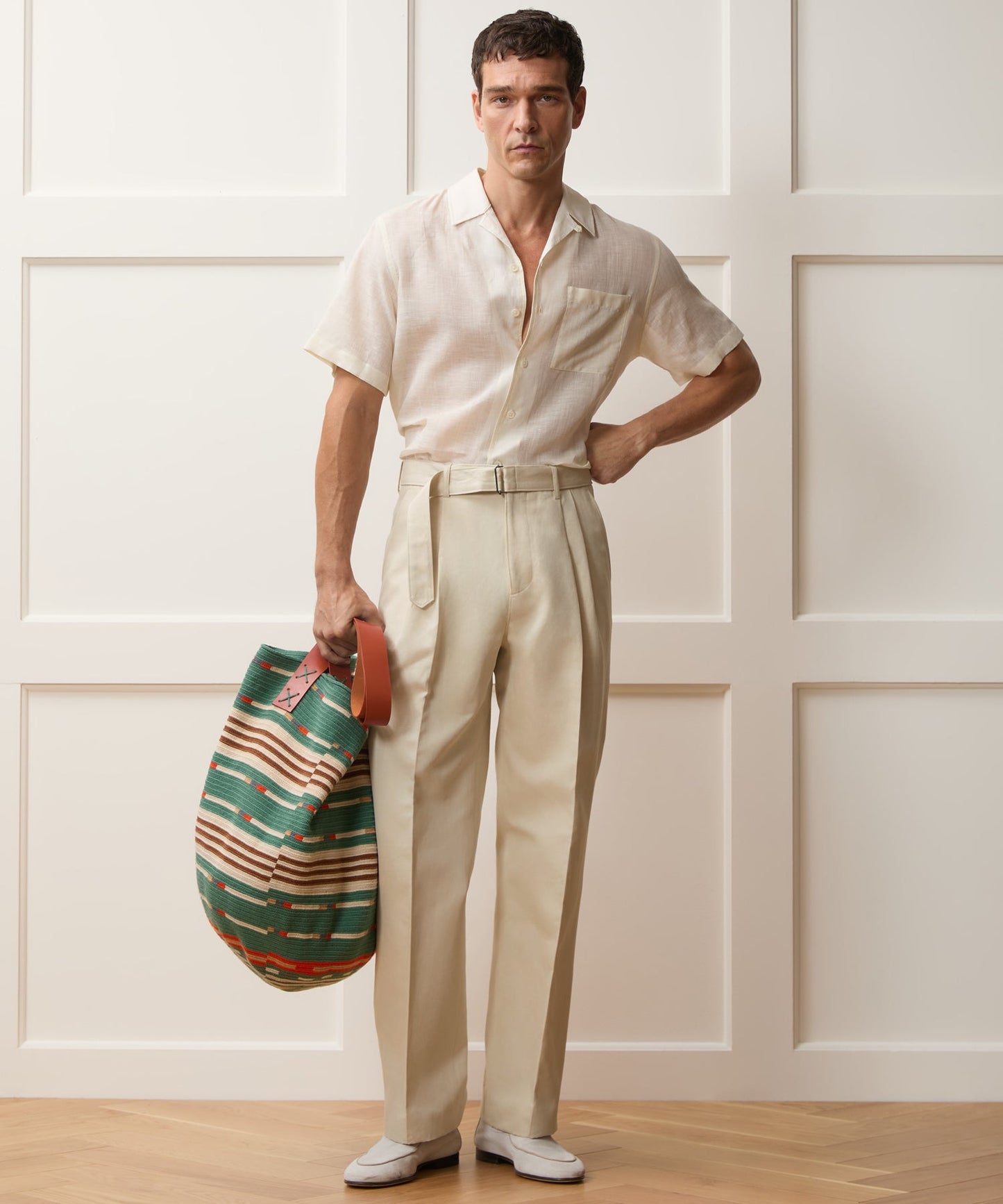 Todd Snyder Italian Cotton-Linen Self-Belt Trouser in Canvas Canvas