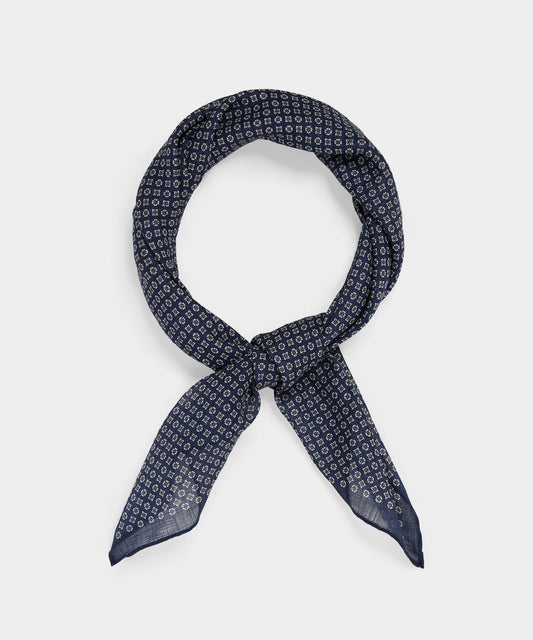 Todd Snyder Italian Neckerchief in Navy Micro Geo Navy