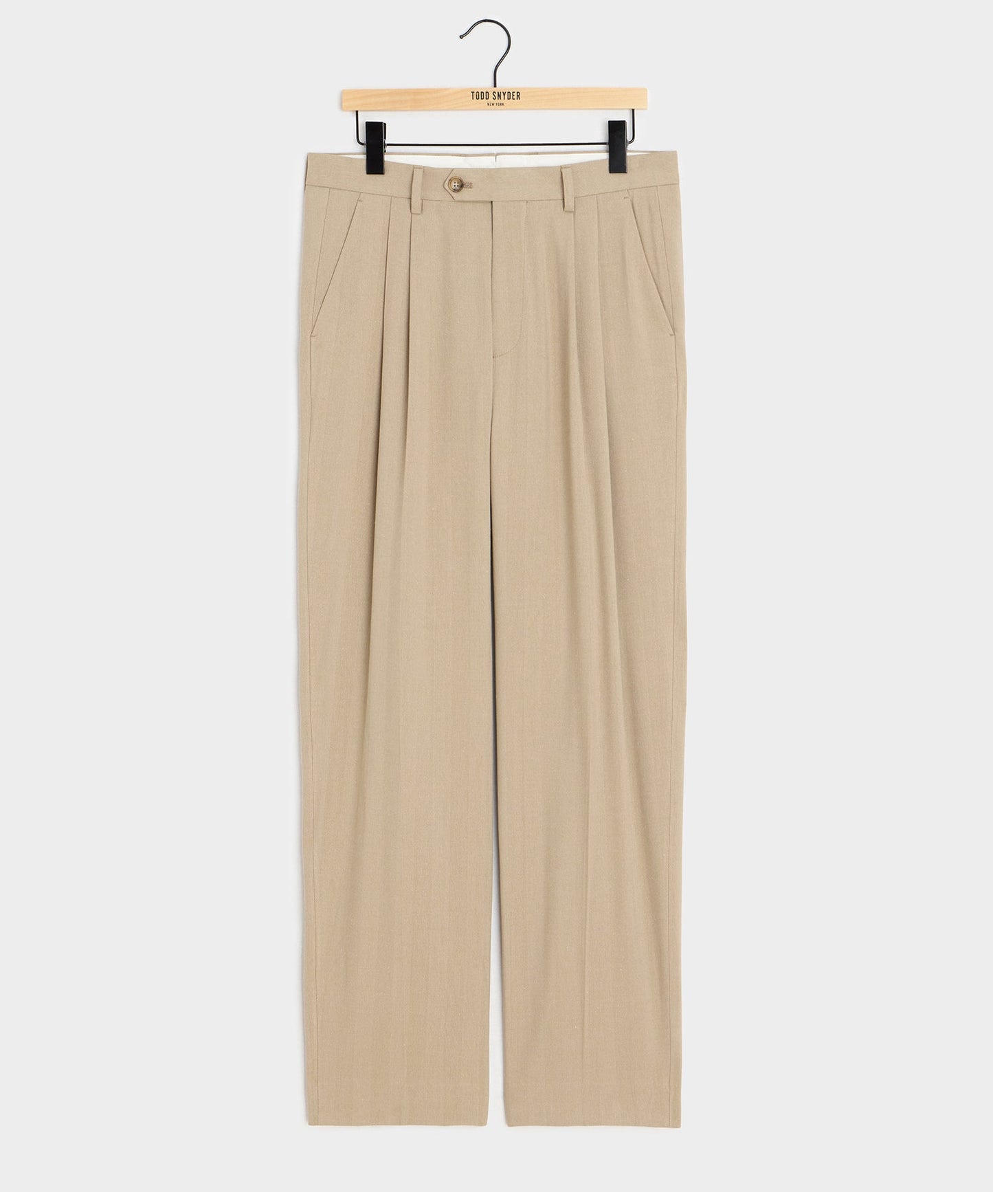 Todd Snyder Italian Linen-Silk Herringbone Wythe Trouser in Beige Beige