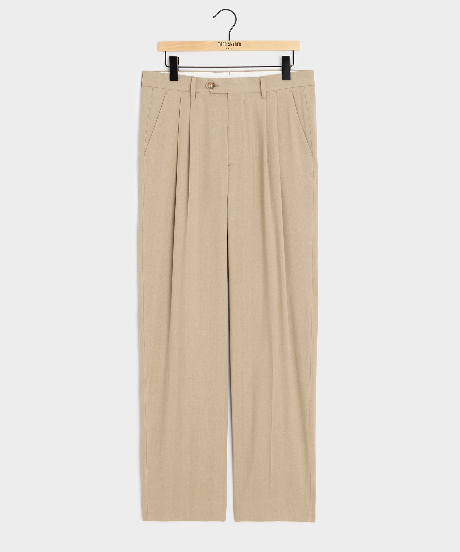 Todd Snyder Italian Linen-Silk Herringbone Wythe Trouser in Beige Beige