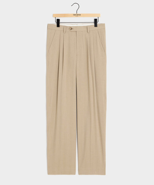 Todd Snyder Italian Linen-Silk Herringbone Wythe Trouser in Beige Beige