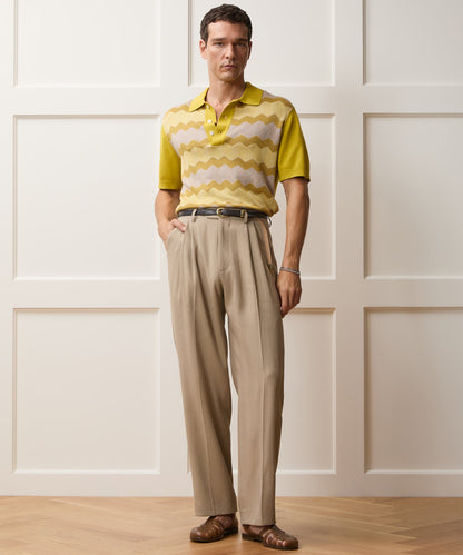 Todd Snyder Italian Linen-Silk Herringbone Wythe Trouser in Beige Beige