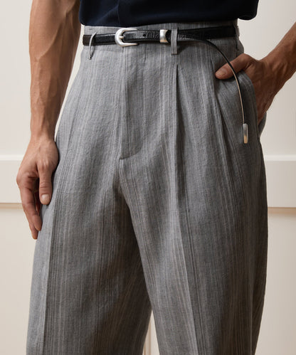 Todd Snyder Italian Multi-Stripe Linen Hollywood Trouser in Grey Grey
