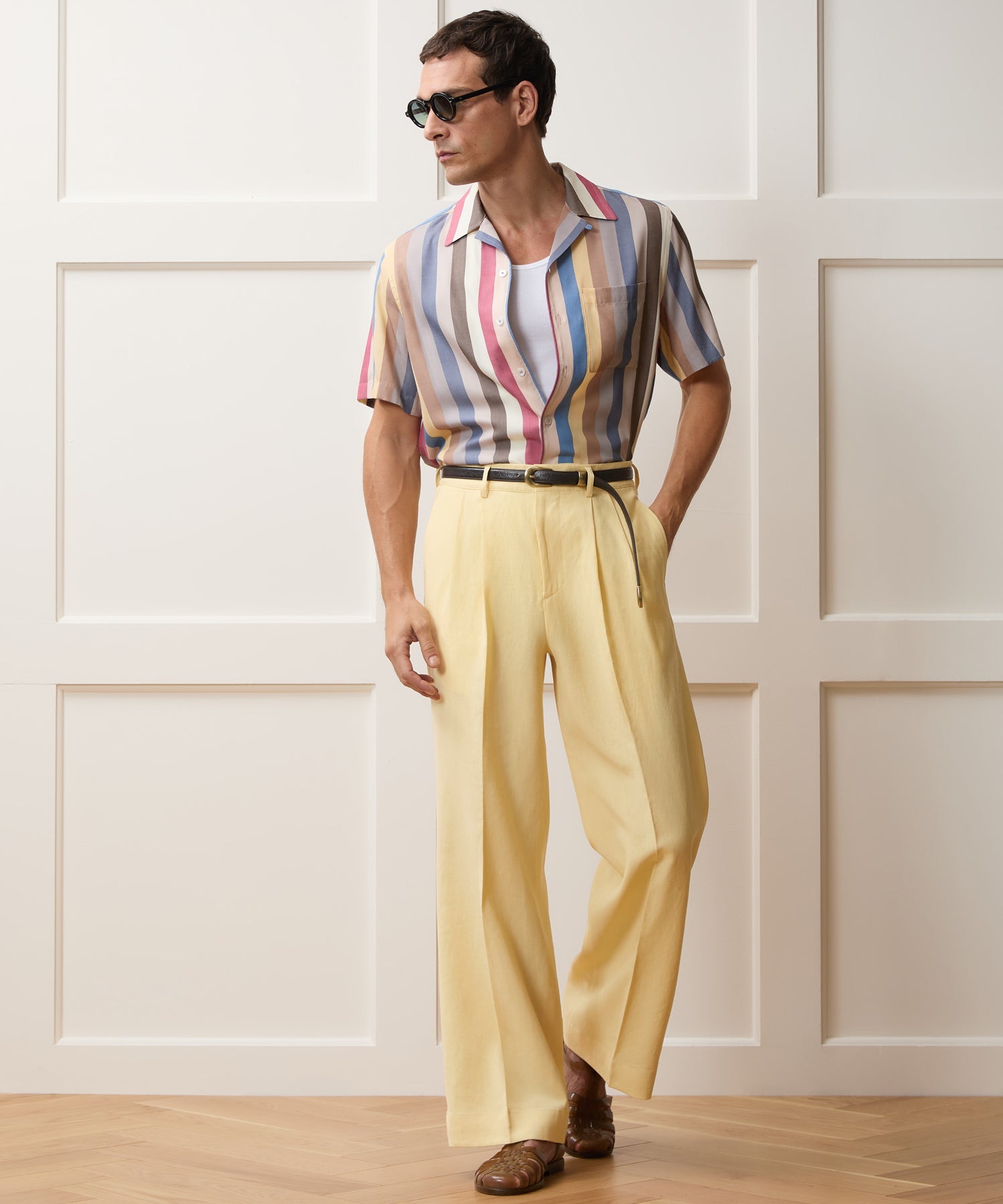 Todd Snyder Italian Sueded Linen Gaucho Pant in Yellow Yellow