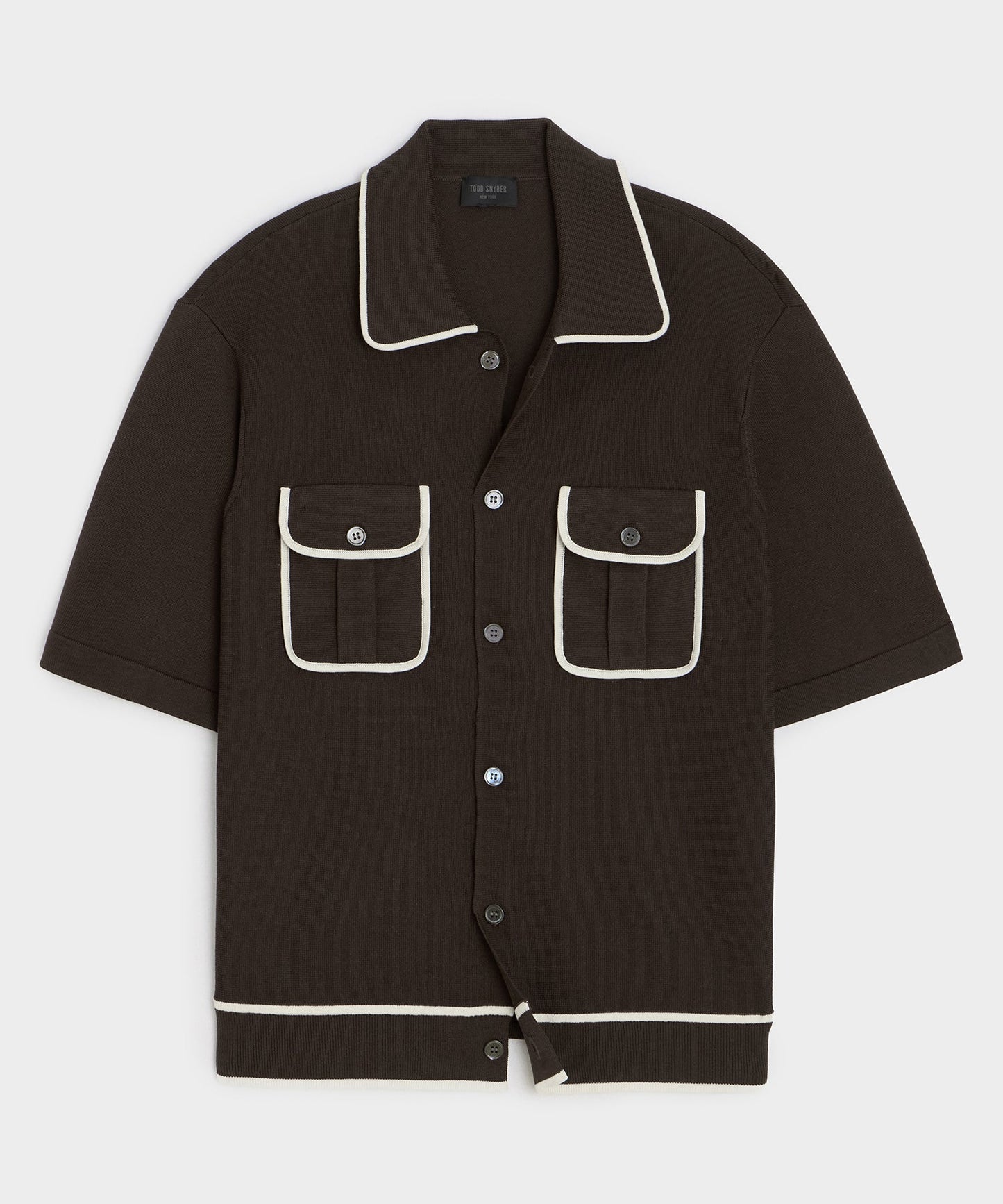 Todd Snyder Wynwood Sweater Polo in Tipped Saddle Brown Saddle Brown
