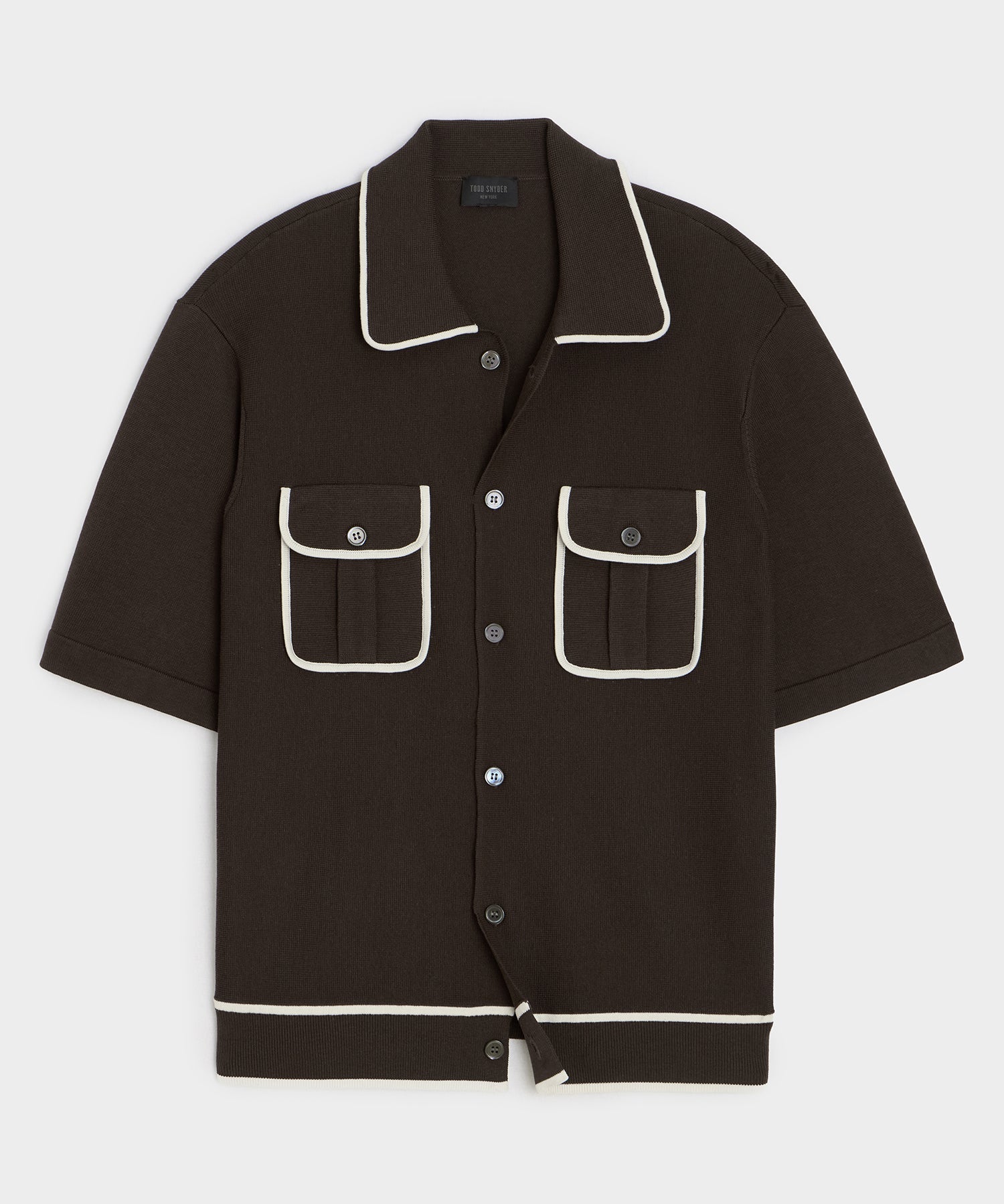 Todd Snyder Wynwood Sweater Polo in Tipped Saddle Brown Saddle Brown