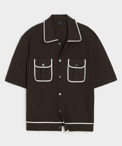 Todd Snyder Wynwood Sweater Polo in Tipped Saddle Brown Saddle Brown