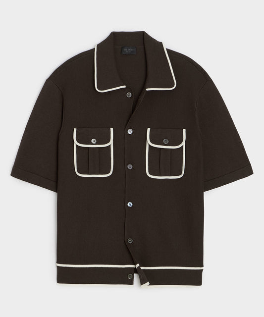 Todd Snyder Wynwood Sweater Polo in Tipped Saddle Brown Saddle Brown