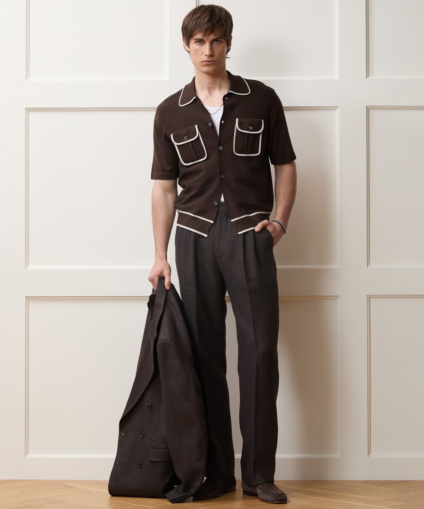 Todd Snyder Wynwood Sweater Polo in Tipped Saddle Brown Saddle Brown