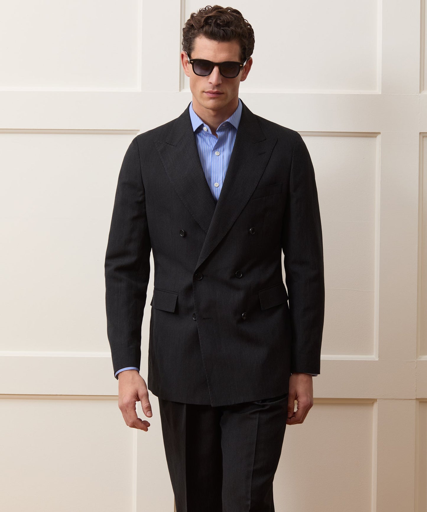 Todd Snyder Italian Striped Linen Wythe Jacket in Black Stripe Black
