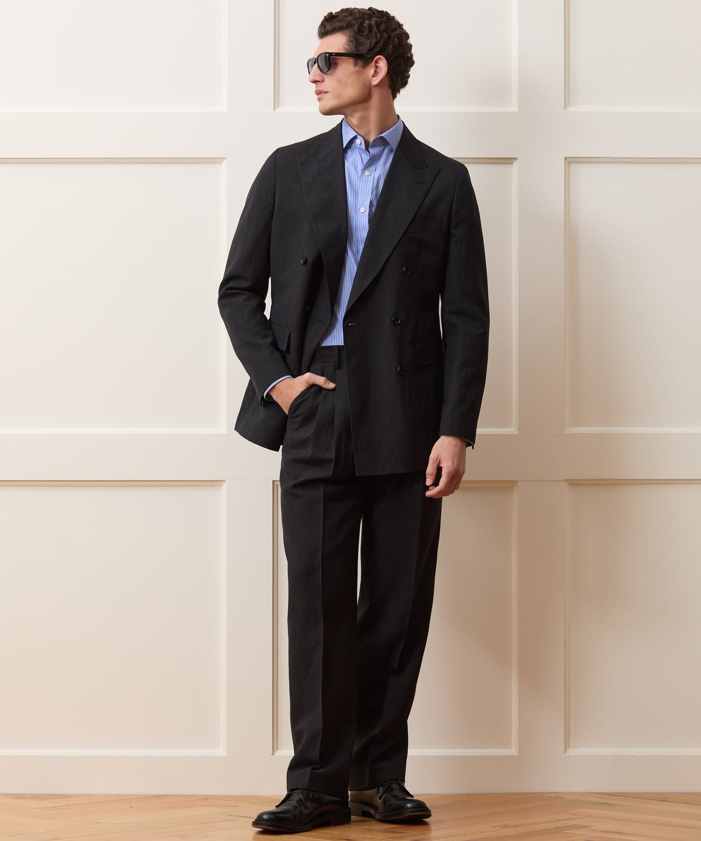 Todd Snyder Italian Striped Linen Wythe Jacket in Black Stripe Black