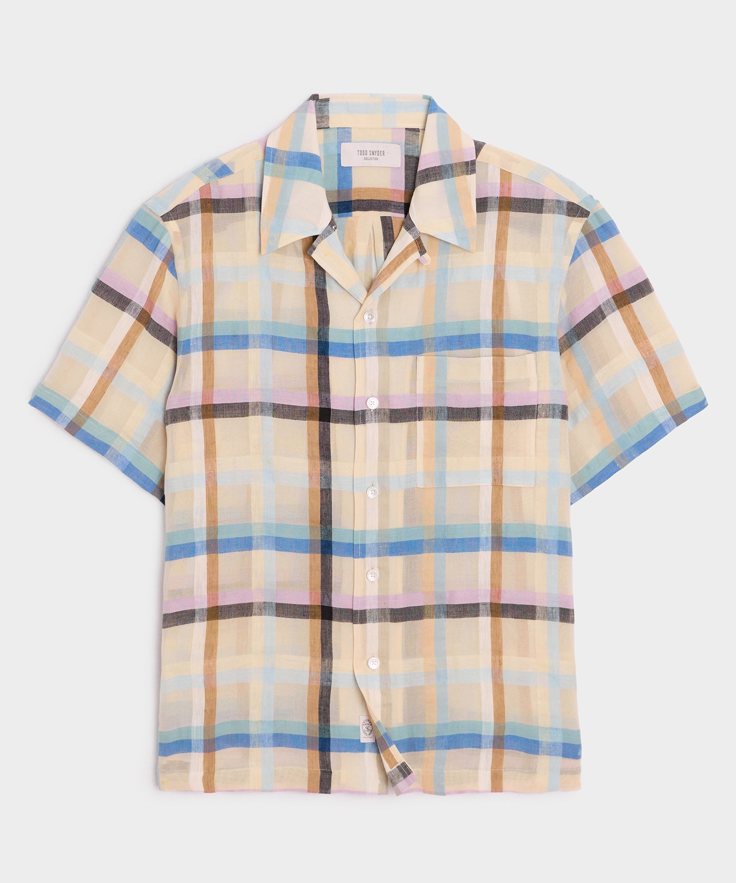 Todd Snyder Italian Check Shirt in Cream Plaid Cream