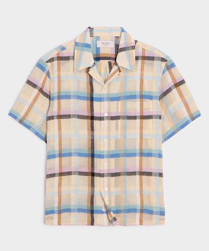 Todd Snyder Italian Check Shirt in Cream Plaid Cream