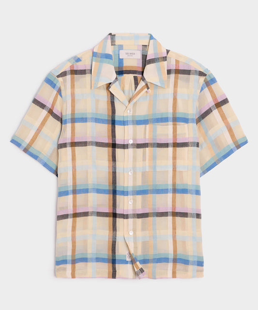 Todd Snyder Italian Check Shirt in Cream Plaid Cream