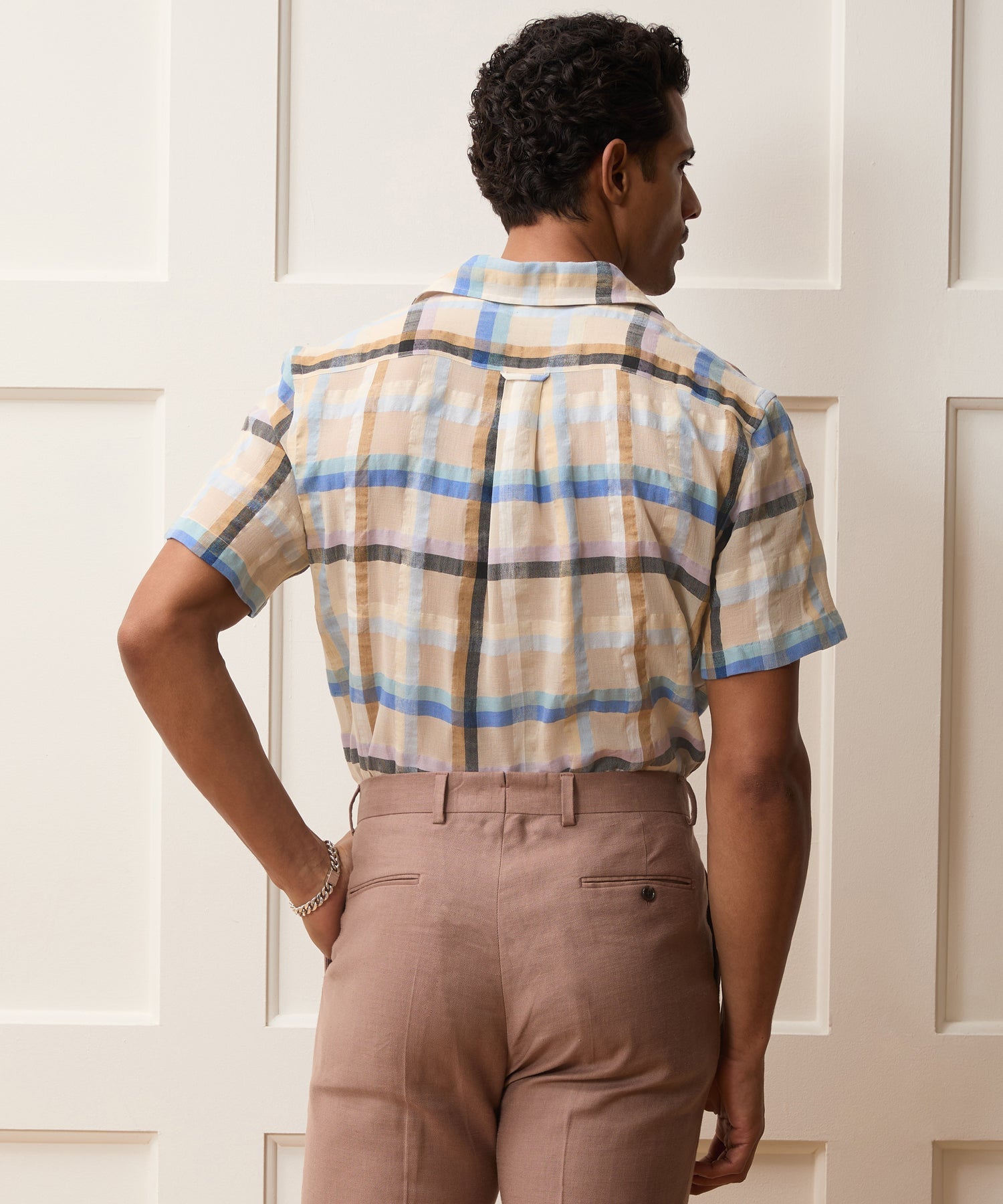 Todd Snyder Italian Check Shirt in Cream Plaid Cream