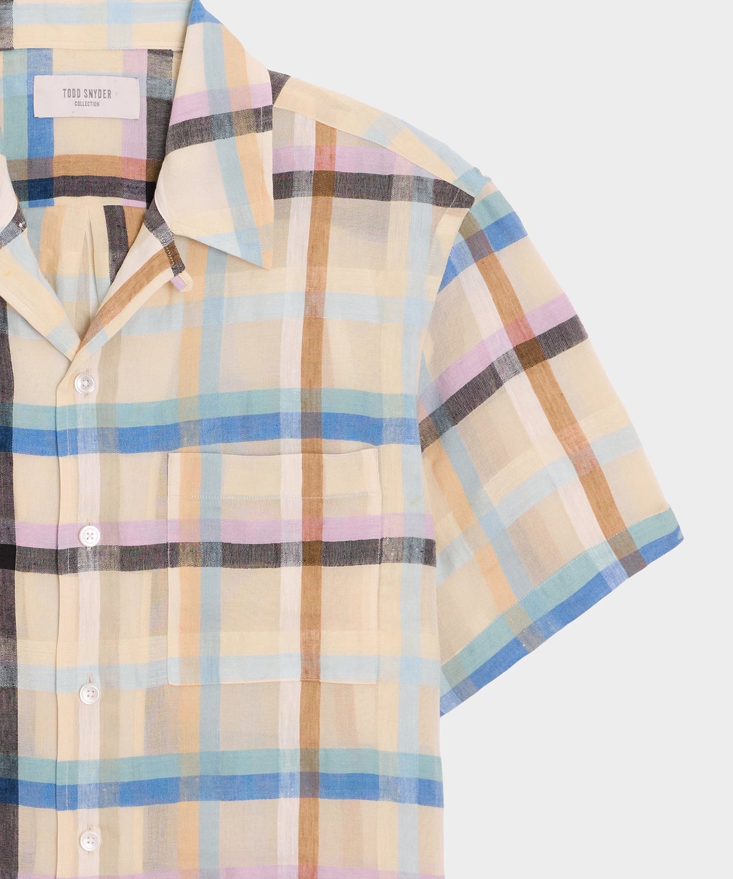 Todd Snyder Italian Check Shirt in Cream Plaid Cream