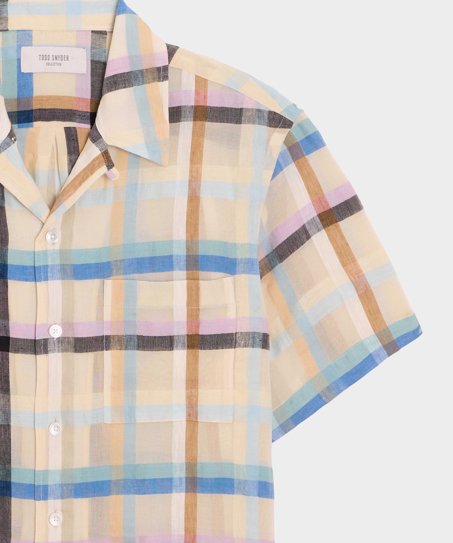 Todd Snyder Italian Check Shirt in Cream Plaid Cream