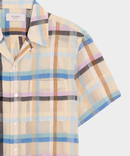 Todd Snyder Italian Check Shirt in Cream Plaid Cream