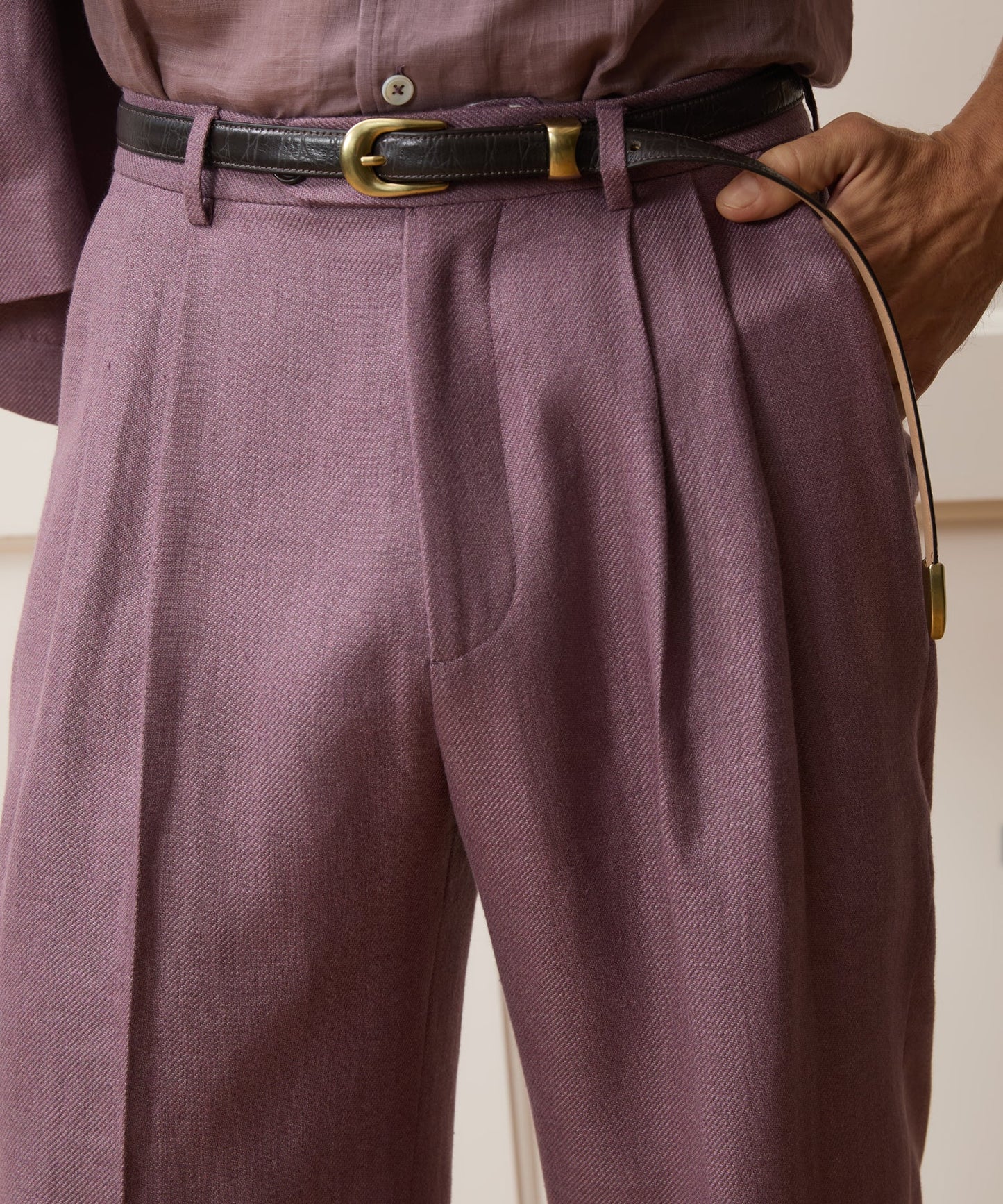 Todd Snyder Italian Linen-Wool Wythe Trouser in Pink Pink