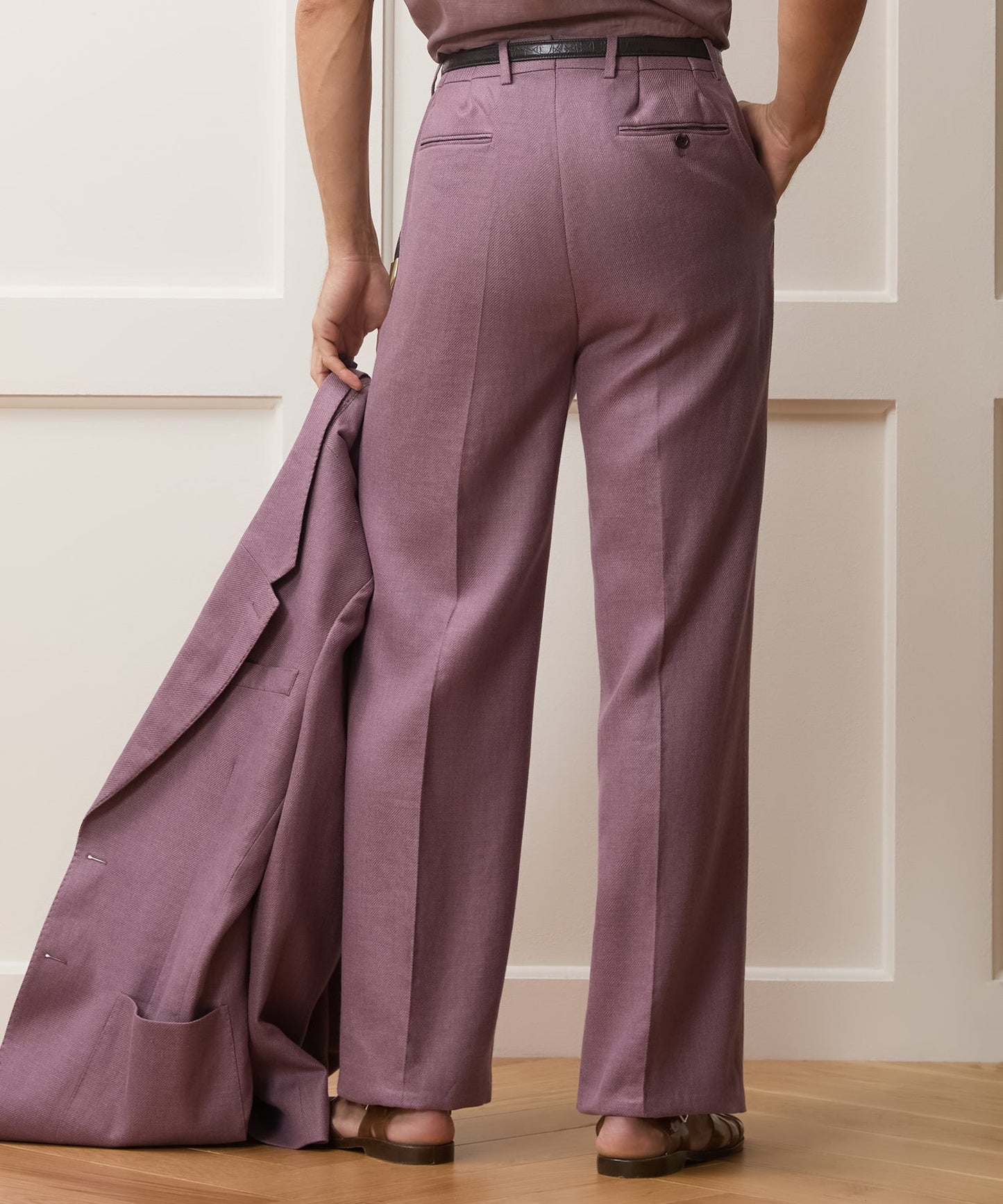 Todd Snyder Italian Linen-Wool Wythe Trouser in Pink Pink