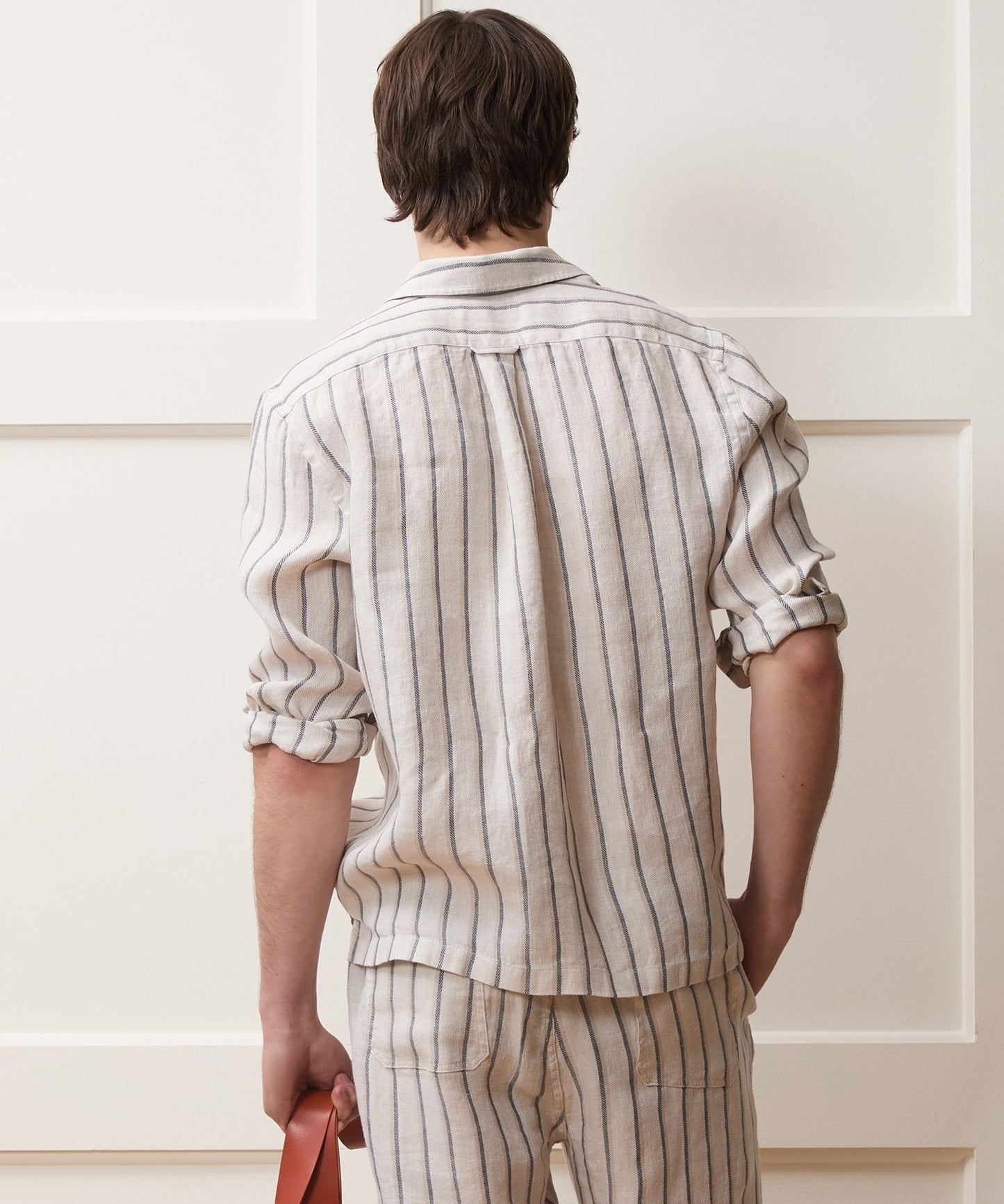 Todd Snyder Striped Linen Popover Shirt in White Stripe White