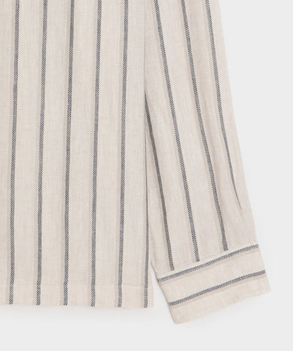 Todd Snyder Striped Linen Popover Shirt in White Stripe White