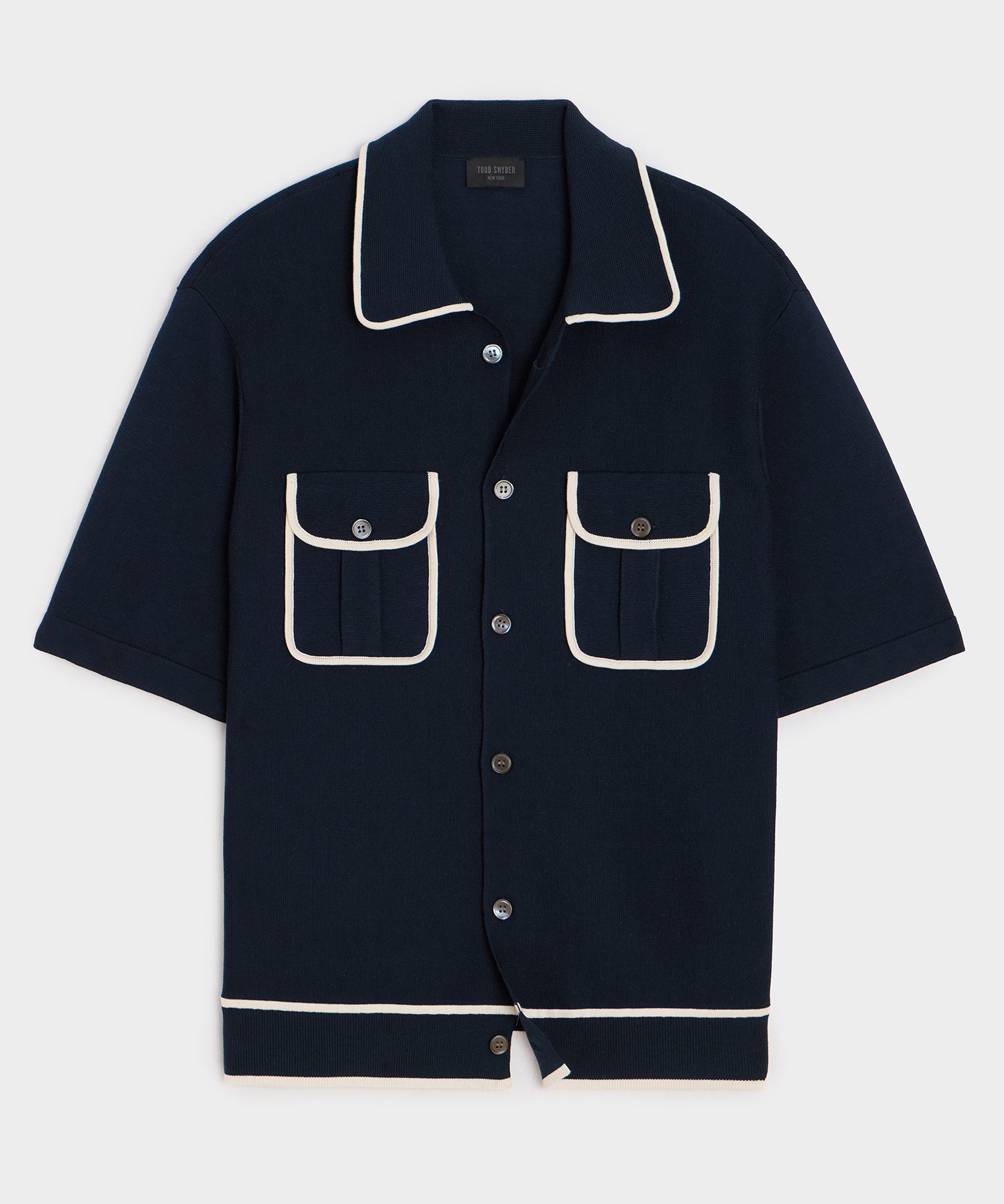 Todd Snyder Wynwood Sweater Polo in Tipped Navy Navy